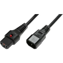 MicroConnect C13 IEC lås til han C14, 3 x 1,00mm2, 2m, svart, 1 Stykk, SEN-PC1021