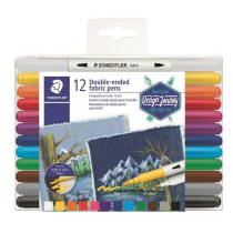 Staedtler Tekstilpenner – Dobbelt-endet, 12 Farger (STA3190TB12, 1 Eske)